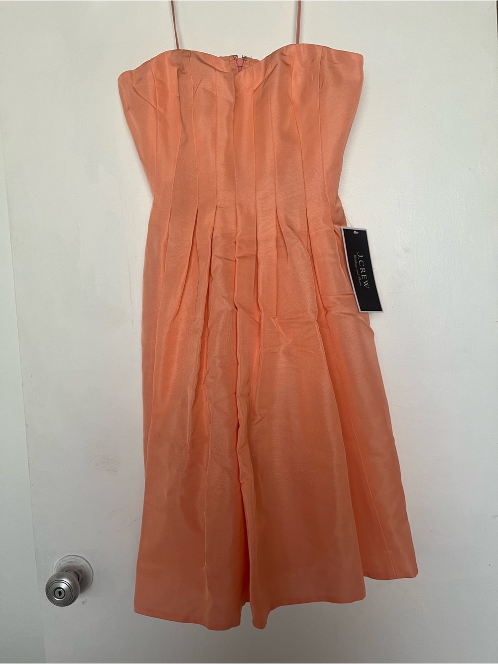 NWT J. Crew Strapless Coral-Peach Pleated Formal Dress sz 4
